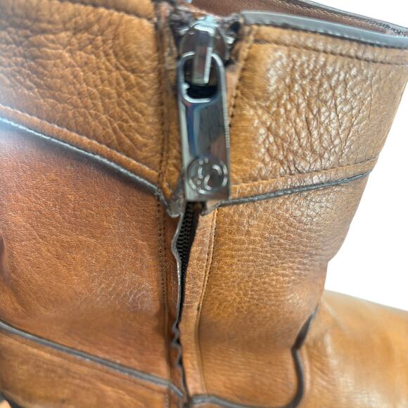 Franco Cuadra Brown Genuine Deerskin Pebbled Leather Zip-Up Ankle Boot Sz 28.5 main image 5